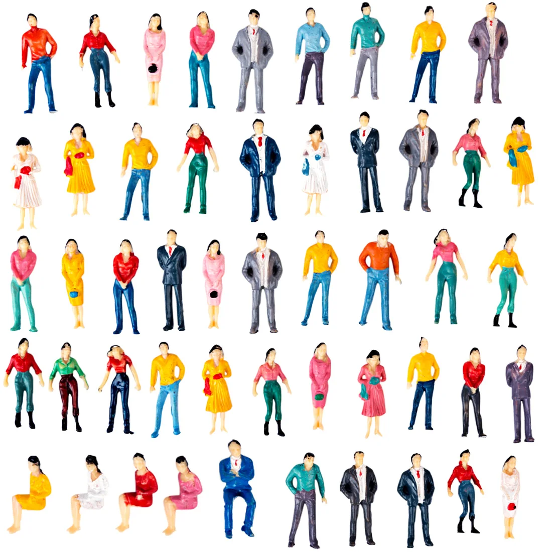 

50Pcs 1:50 Scale Figure Model Sand Table Trains Architectural Model - Random Type