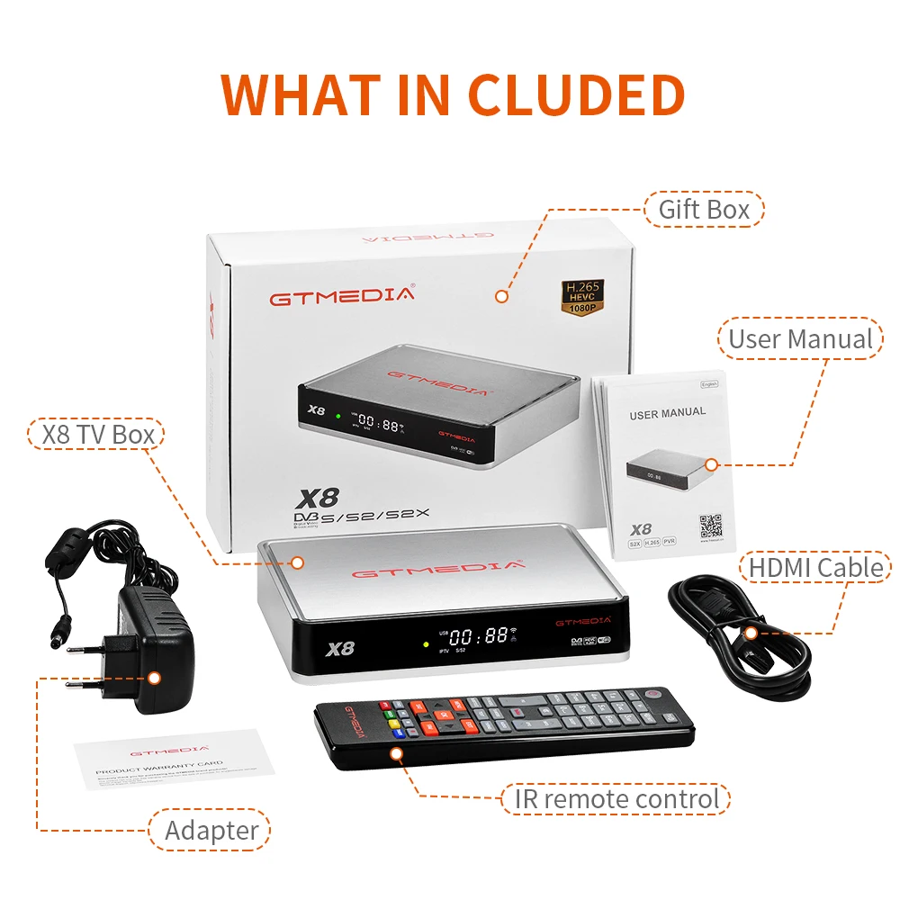 

GTMEDIA X8 IKS DVB-S/S2/S2X European SAT TV Decoder FTA Satellite Receiver