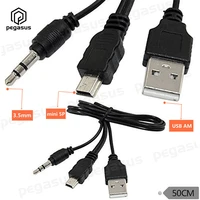 black usb2 0 a to mini b 5pindc 3 5mm male plug audio aux adapter charger cable cord 0 5m