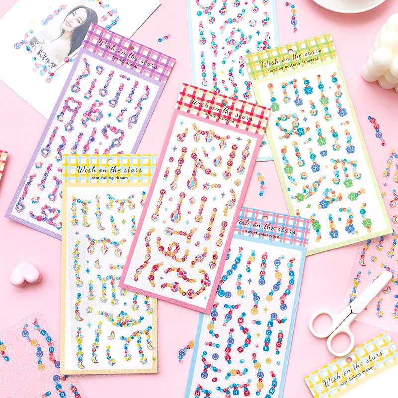 

Kawaii ПВХ лазерная наклейка из серии желаний звездам, бисерная карта для самостоятельной погони за звездами, материал для ручной учетной запи...