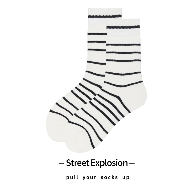 

Классические полосатые носки для влюбленных, мужские и женские дизайнерские хлопковые носки из серии для колледжа средней длины, носки для ...