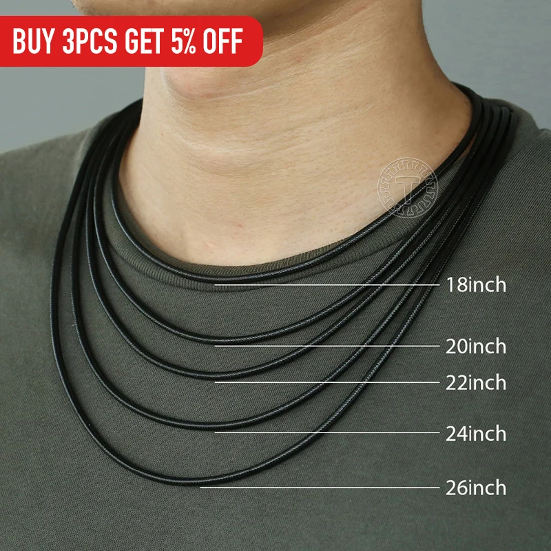 Ожерелье мужское из искусственной кожи с магнитной застежкой 3 мм LDN22 | Украшения