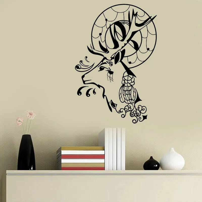 

Виниловая настенная наклейка в виде рогов, Ловец снов, наклейка для украшения дома, гостиной, спальни, арт-деко, уникальный подарок bm14