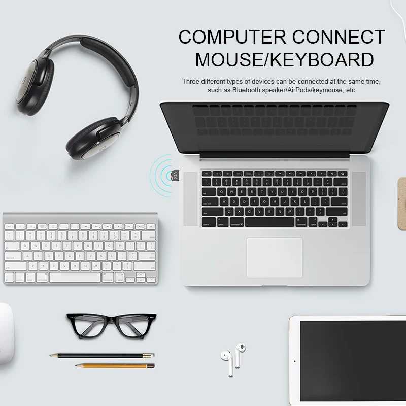 VAORLO USB Bluetooth адаптер стерео мини 5 0 передатчик для ПК компьютера ноутбука аудио