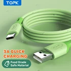 TOPK AN84 3A Кабель с разъемом Micro USB Type-C кабель силиконовый кабель для быстрой зарядки мобильный телефон кабели провод для зарядки шнур для Samsung Xiaomi