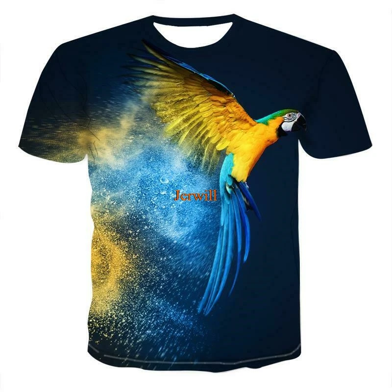 

2020 Parrot Funny 3D Print Casual T-Shirt Fashion Women Men Short Sleeve Tops
