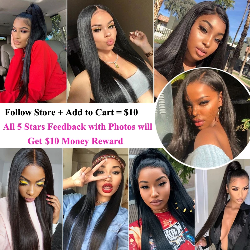 Бразильские прямые человеческие волосы пучки с застежкой швейцарские кружева 3