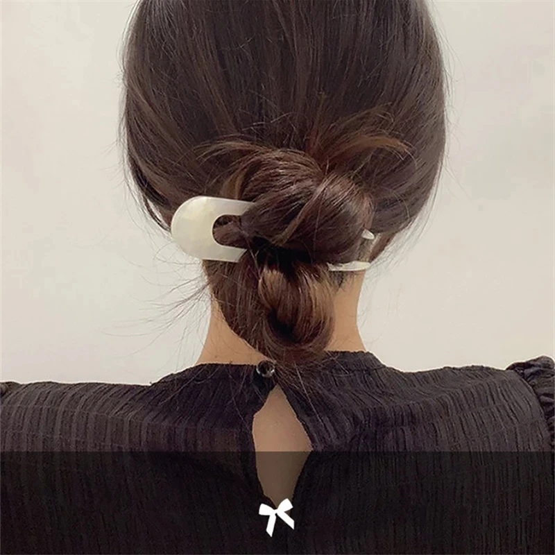 2021 ретро красочные акриловые U-образные геометрические палочки для волос простые