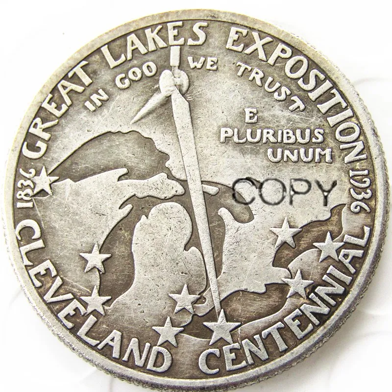 

USA 1936 Cleveland Centennial Commemorative Half Dollar Silver Plated Copy Coin