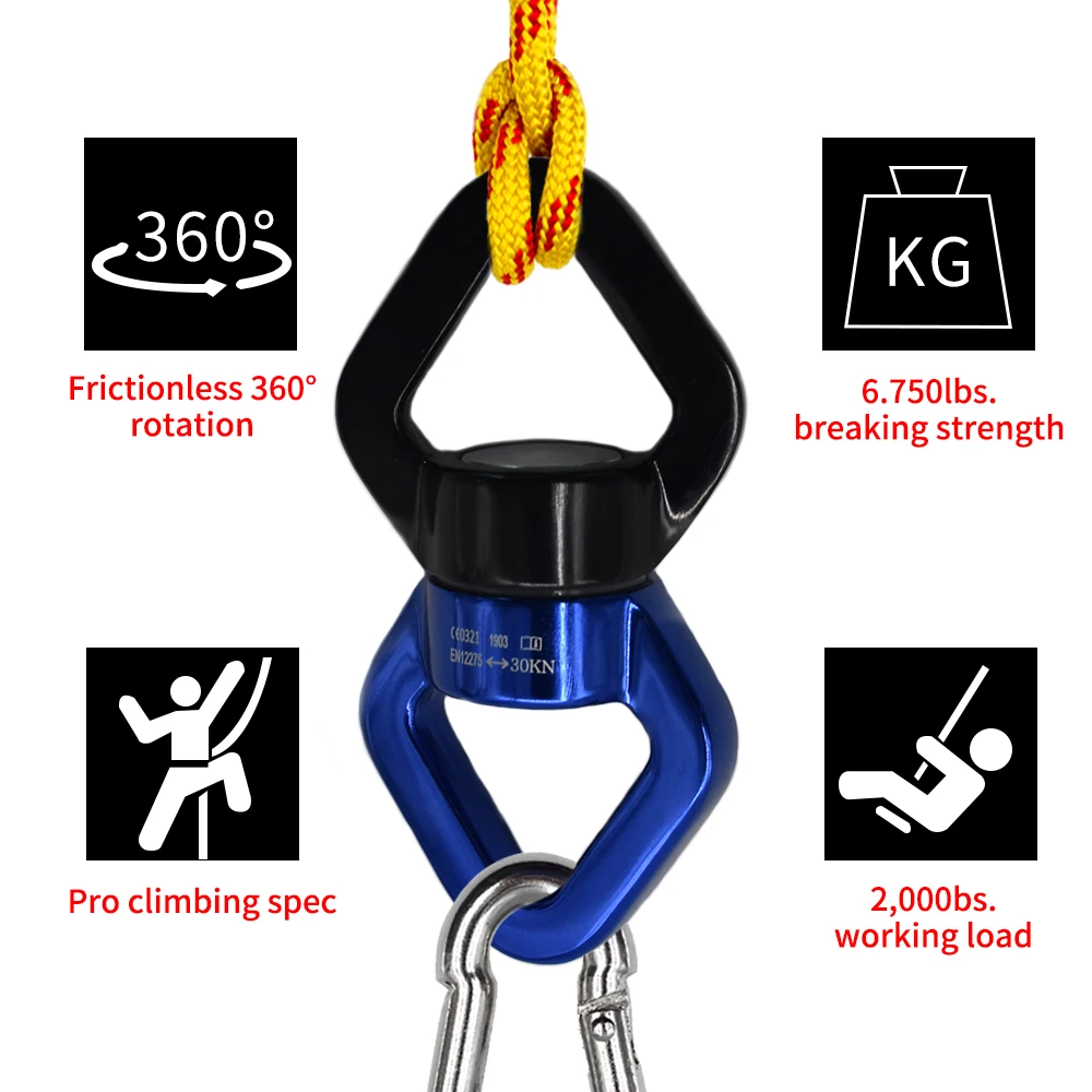 Pro карабин для скалолазания Универсальное кольцо йоги Поворотный соединитель 30kN
