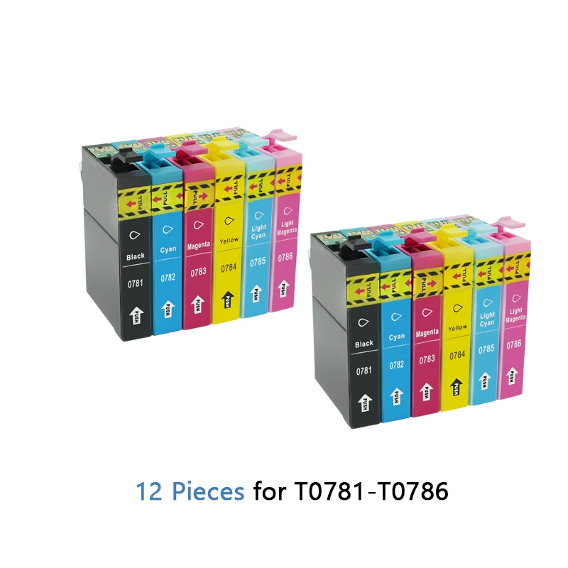 12 шт. совместимый Бинк картридж T0781 T0782 T0783 T0784 T0785 T0786 для EPSON Stylus Photo R260 R280 R380 RX580 595 680