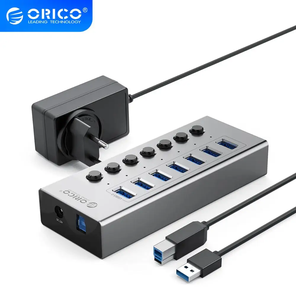 Концентратор ORICO USB 3 0 7/10/13/16 алюминиевый USB-сплиттер с выключателем адаптер