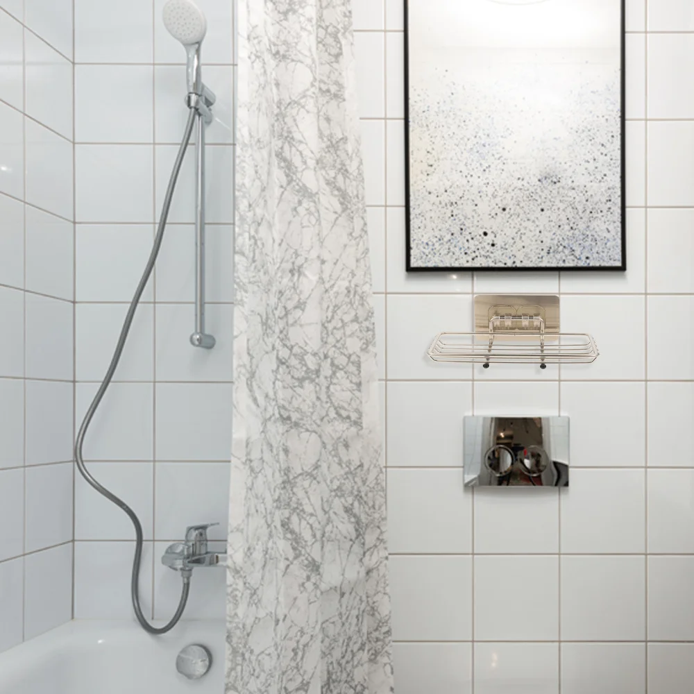 

2pcs Punch-free Shelf Bathroom Kitchen Storage Panel Holder Draining Soap Holder