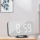 Зеркальный будильник с функцией повтора светодиодный светодиодные цифровые часы-будильник для спальни, подсветка, Зарядка телефона, электронные подвесныенастольные часы