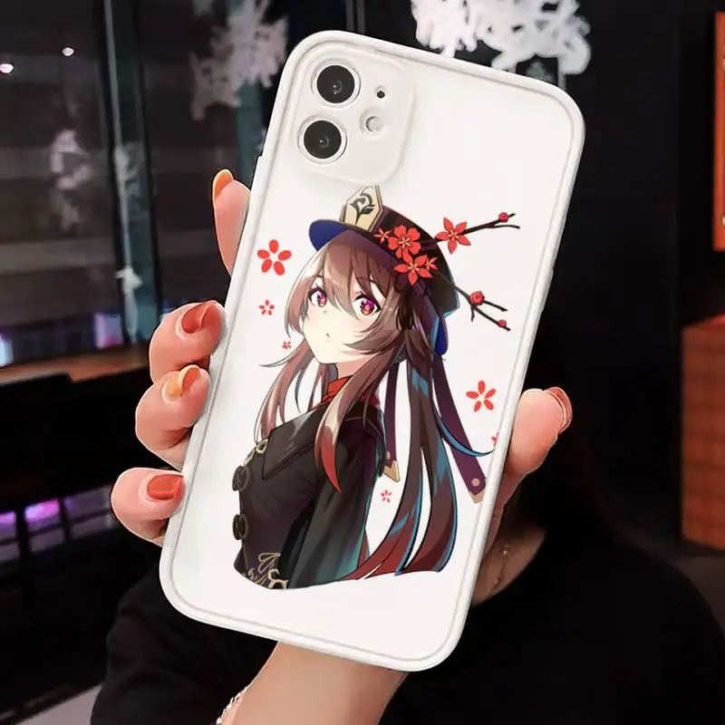 

Hu Tao Genshin Impact Phone Case For iPhone 12 11 Mini Pro XR XS Max 7 8 Plus X Matte transparent White Cover