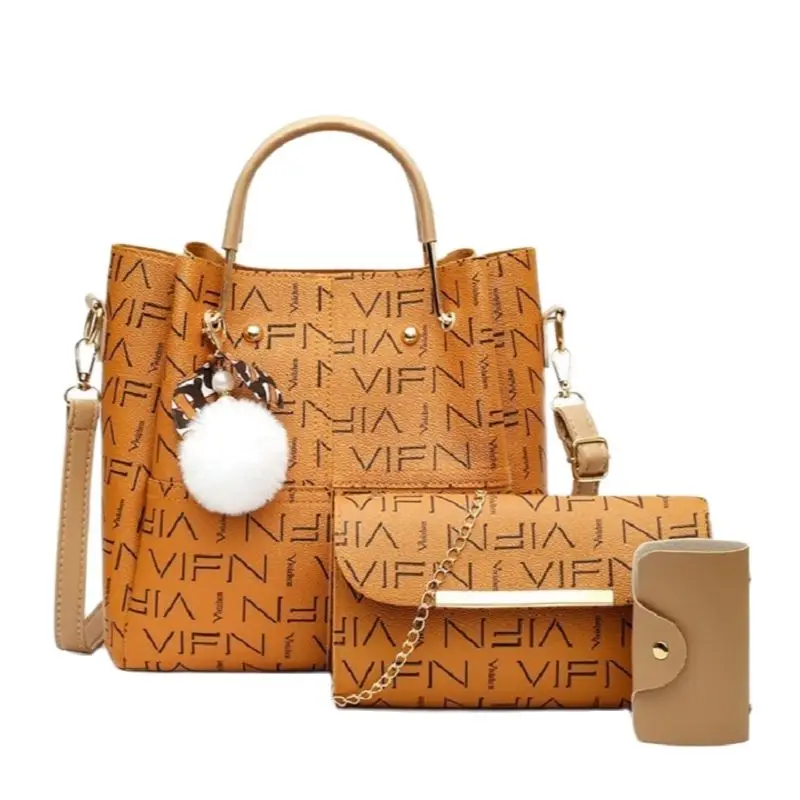 

Large Capacity Three Piece Bags For Women 2021 New Luxury Women'S Bag Handbag Imitation Brand Crossbody Wool Ball Portable Singl