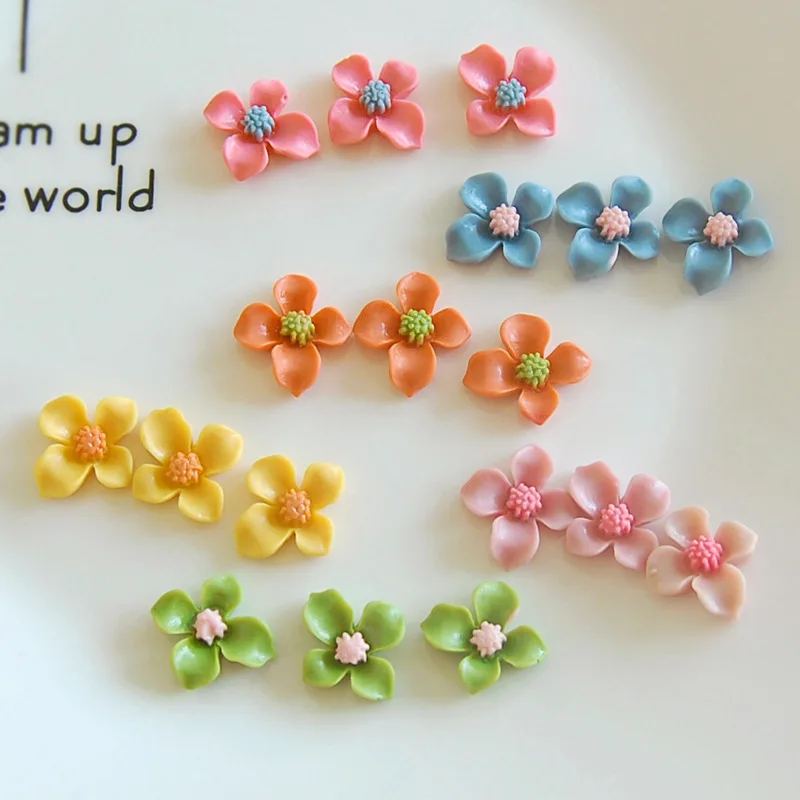 20 шт./лот Кабошон из смолы цветок с плоской задней поверхностью кабошоны