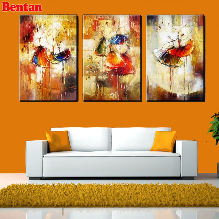 

NEW diamond embroidery 3 Panels Ballet Dancers Abstract Girl 5d diy diamond painting cross stitch mosaic pictures of rhinestones