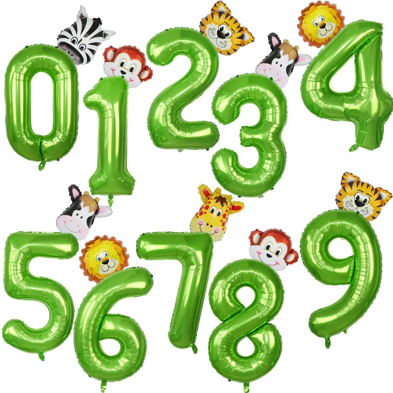 

40inch Foil Number Balloons Dino Green Number Ballon Jungle Party Helium Balloon Kids Boy Birthday Baby Shower Globos Decor