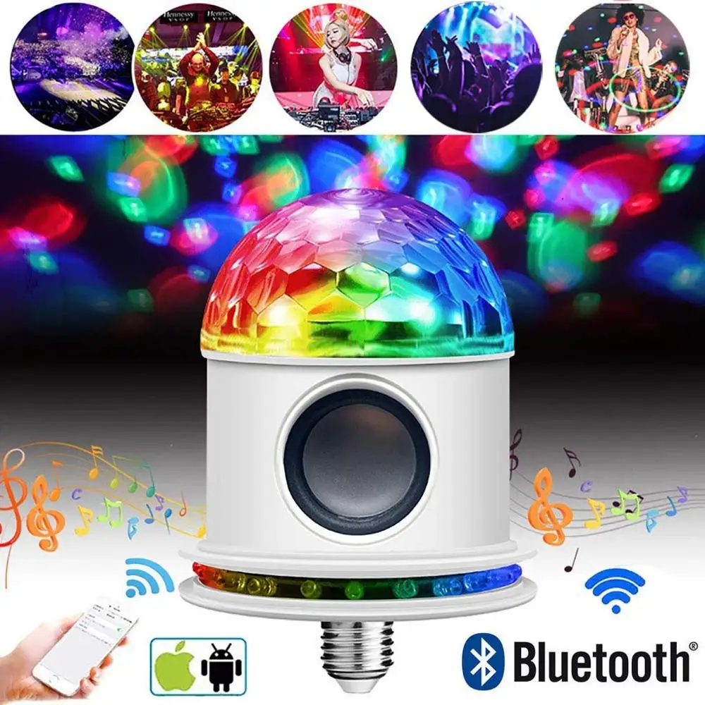 

LED Disco Ball Lamps Portable Bluetooth Speakers 10W E27 B22 Multicolor Crystal Music Light Stage Lamp Wireless Stereo Audio