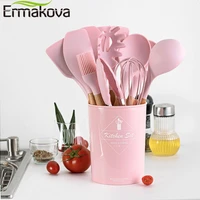 ermakova silicone cooking utensils set non stick spatula shovel wooden handle cooking tools set with storage box kitchen tools