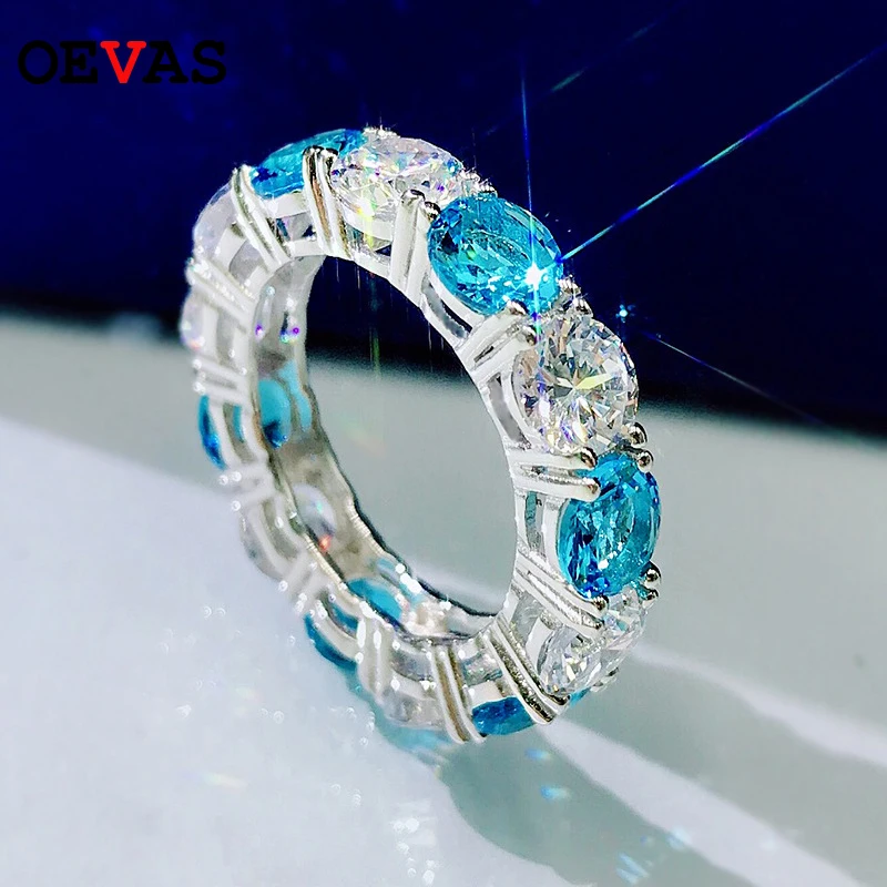 OEVAS 100% Серебро 925 пробы Сверкающее 5*5 мм инкрустированное круглой дрель акваль