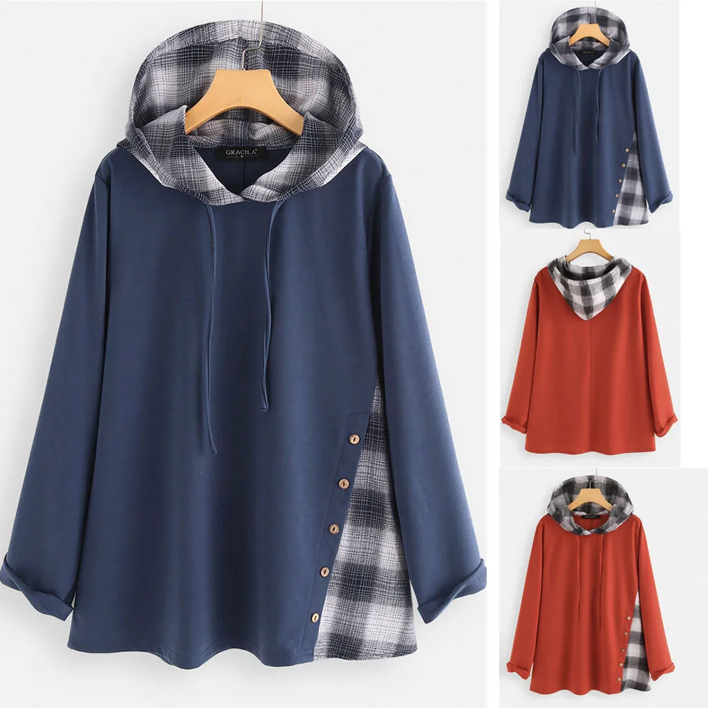 Свитер для беременных модная Женская толстовка с длинными рукавами клетчатая