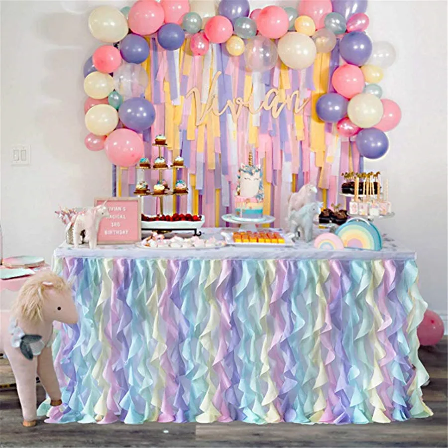 Table Skirt Tulle for Wedding Decoration Baby Shower Birthday Banquet Party Skirting 180x77cm | Дом и сад