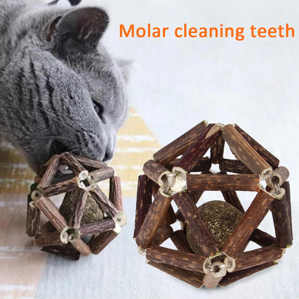 Игрушки для кошек натуральные шарики серебряной лозы чистки зубов палочки