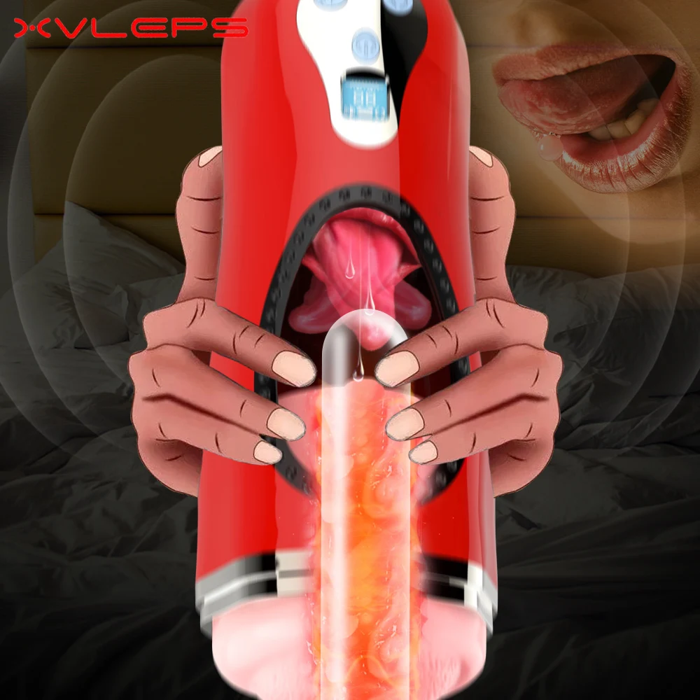 Xvleps Automatic Masturbator Male Strong Clip Suction Throat Deep Vagina Real Pussy masturbation cup sex toys for men Vibrating