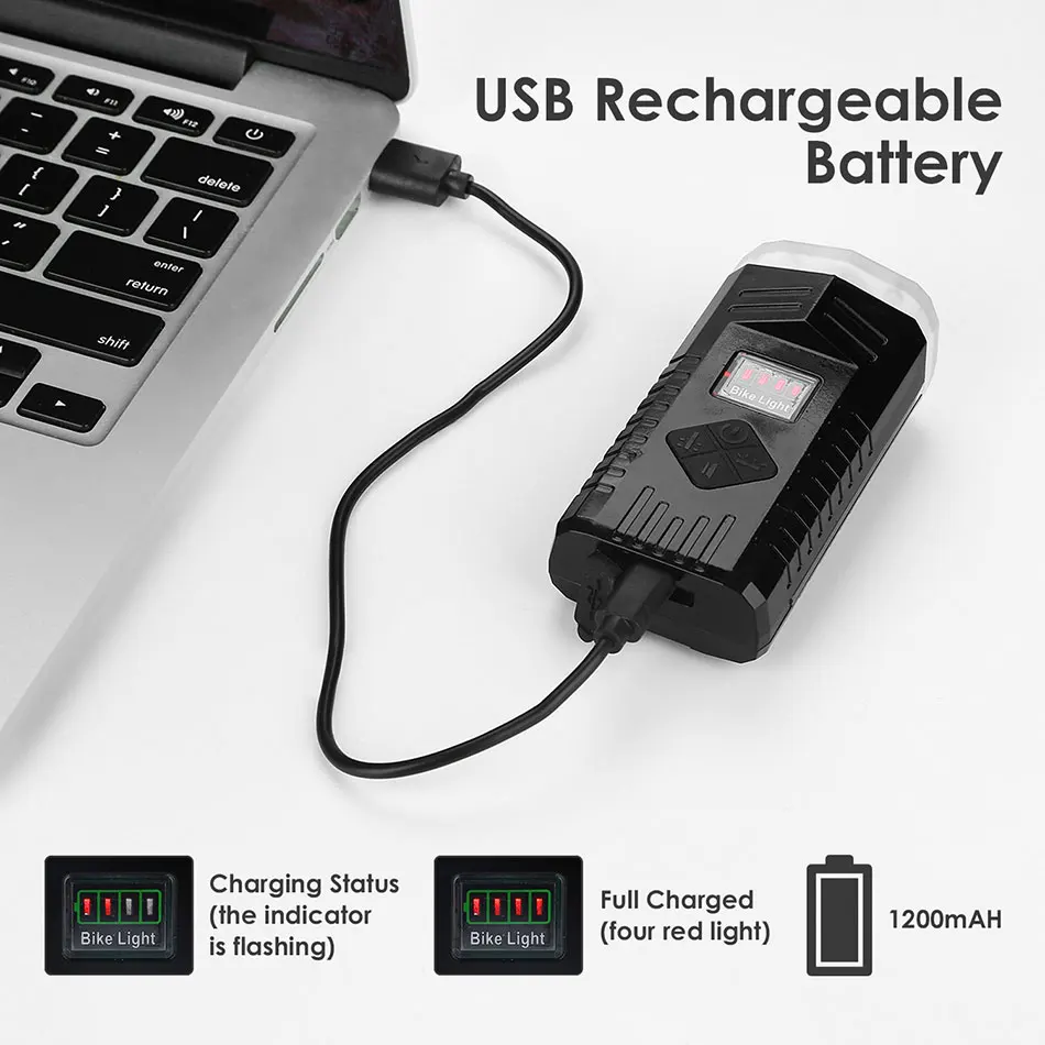 2 шт./компл. умные велосипедные фары IPX4 водонепроницаемые USB аккумуляторные