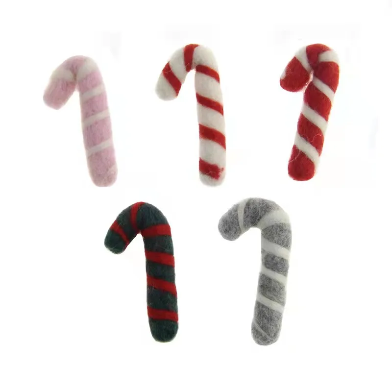 

20 штук Сделай Сам Шерсть Войлок 55 мм конфеты рождественские костыли для клейкой елки или маленькой Подвески Ювелирные изделия Аксессуары д...