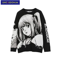 uncledonjm japanese style anime girl knitted sweater mens hip hop streetwear harajuku sweater vintage retro pullover me gm12