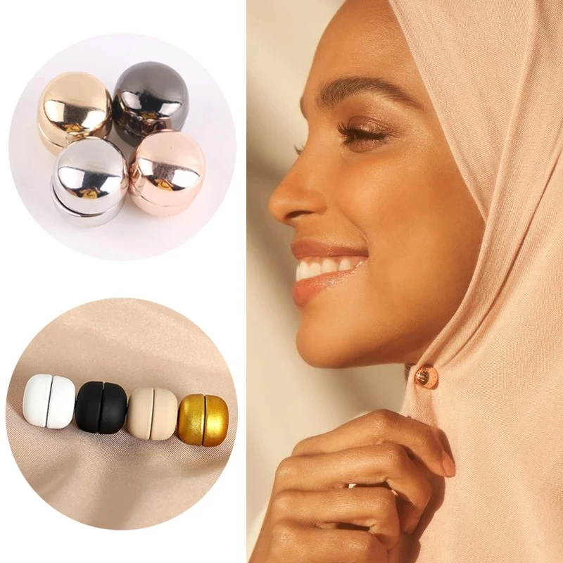 Strong Metal Plating Magnetic Safe Brooches for Women Magnetic Hijab Scarf Buckle Headkerchief Suit Collar Pin Muslim Headdress