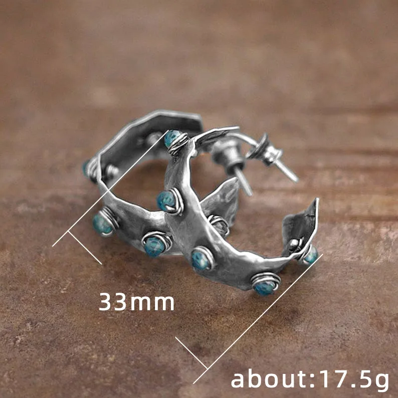

Fashion Geometric Shape Women Hoop Earrings Antique Silver Color Versatile Accessories Daily Wear Female Earrings Jewelry