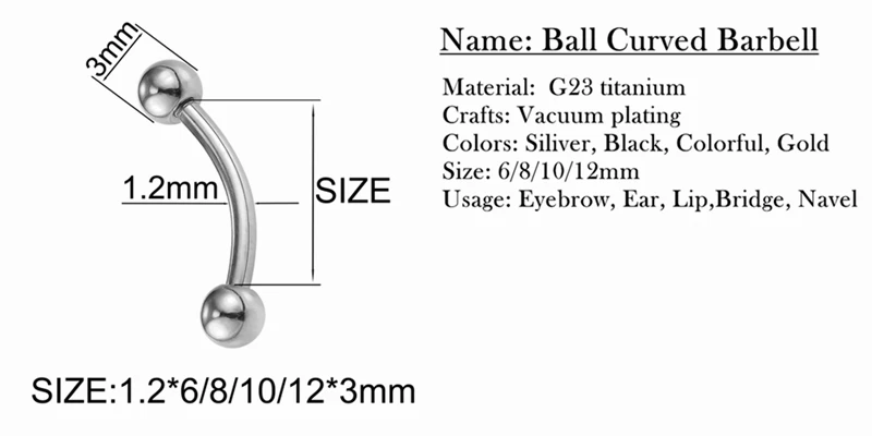 G23titan Панк уха пирсинг для пупка кольца 16G гипоаллергенный G23 Титан банан SGS Сертификация