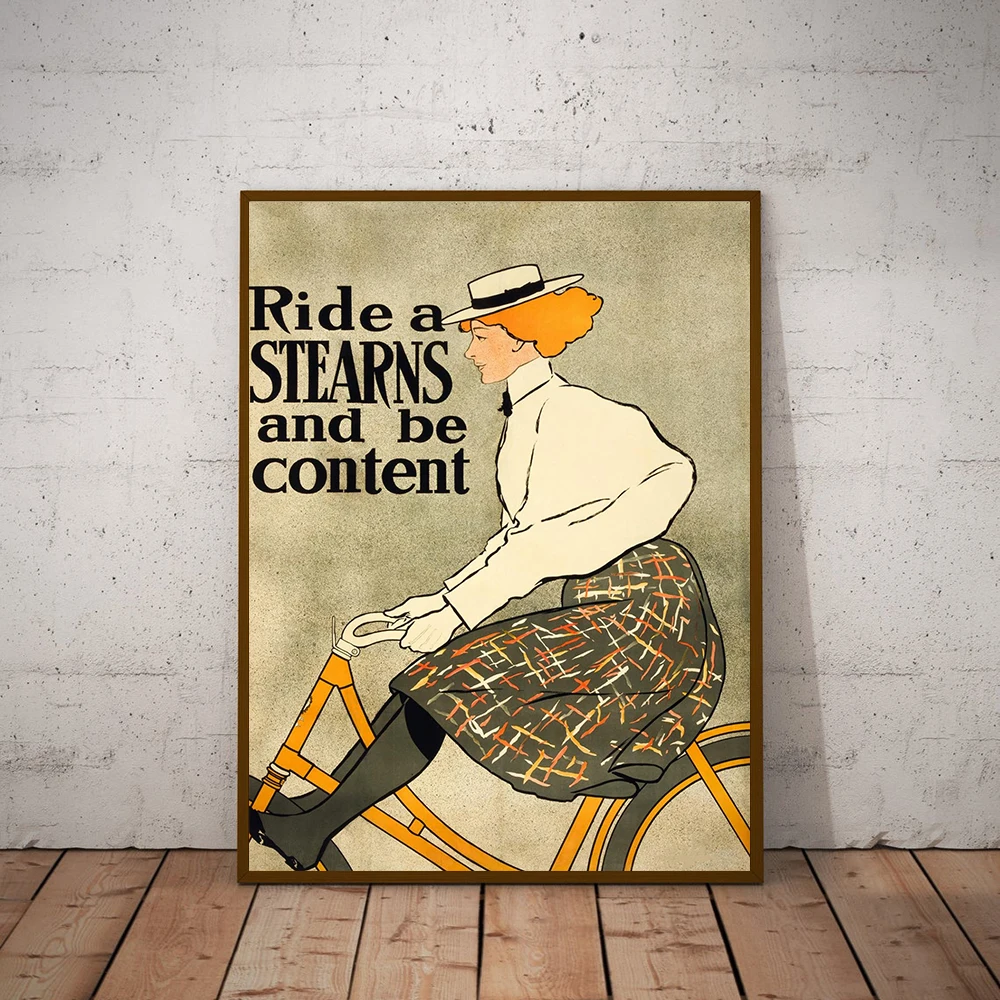 Винтажный рекламный постер на велосипеде картина холсте Поезде в стере