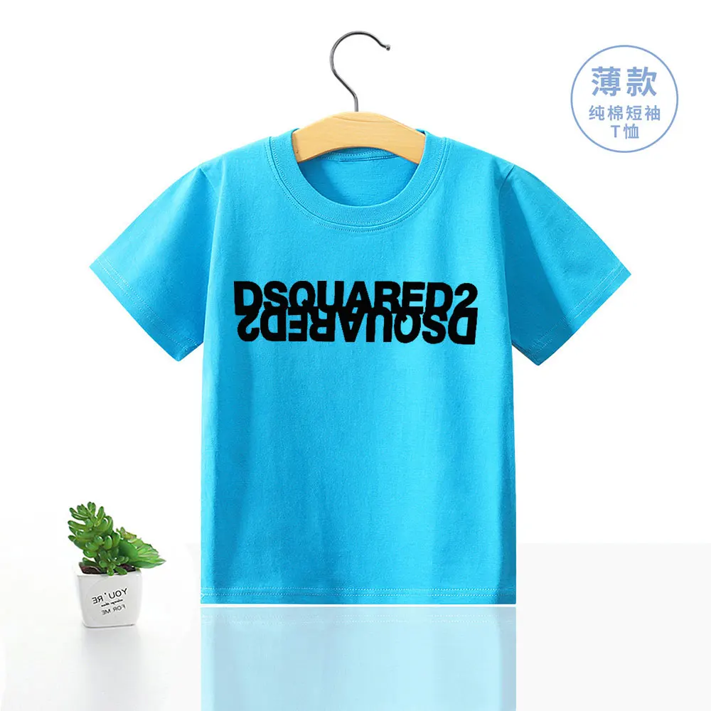 Детская Хлопковая футболка dsquared2 с коротким рукавом для мальчиков и девочек