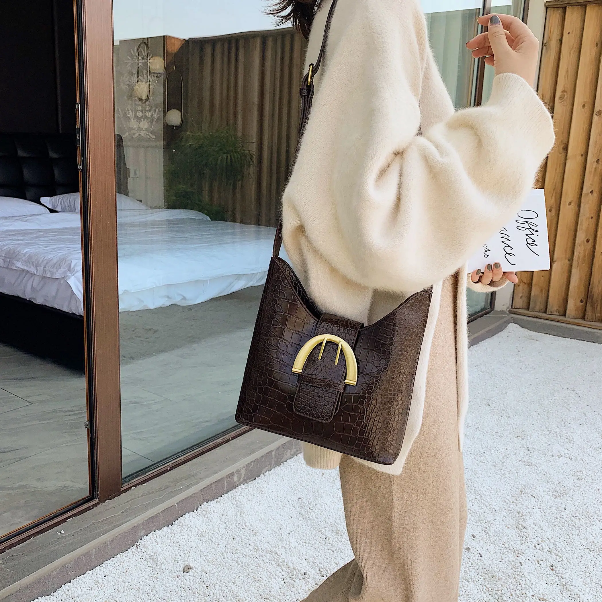 Винтажные сумки-ведра из искусственной кожи для женщин 2019 маленькая однотонная