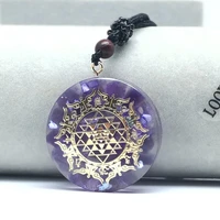 natural energy amethyst crystal 7 chakra orgonite necklace sri yantra shell gems stone pendant reiki healing meditation jewelry