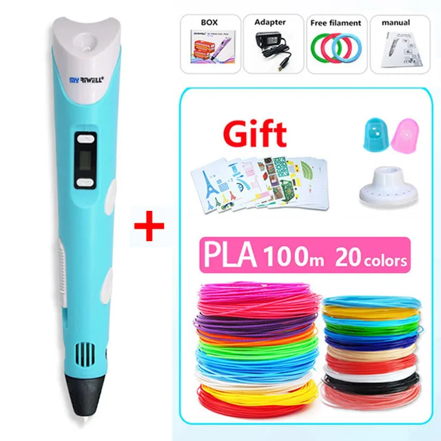 Add PLA100m Myriwell abs 3d pen 3d pens 3d ручка 3д ручка 3d для объёмного рисования LCD дисплей,1.75мм pla пластик нить 3d печать ручка 3д ручку 3d ручка Сделай сам подарок детских подарков - Цвет: Add PLA100m