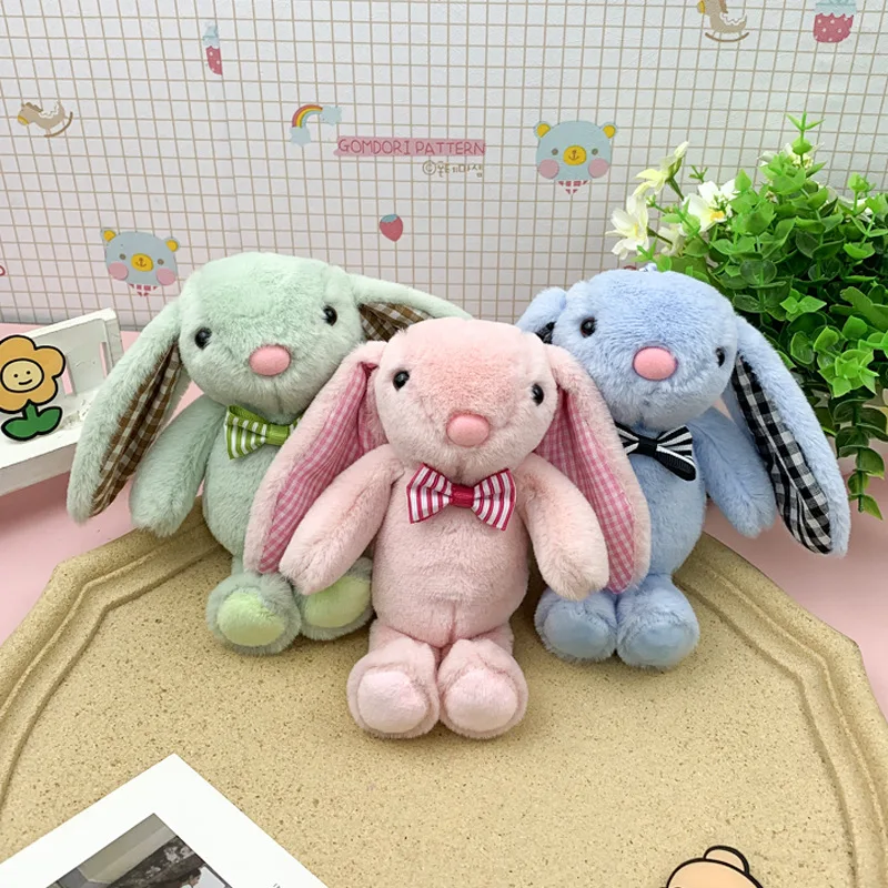 

Сетчатый красный длинноухий кролик кукла сумка Подвеска плюшевая Милая машинка брелоки с орнаментами мультяшная ловушка Мягкая кукла рожд...