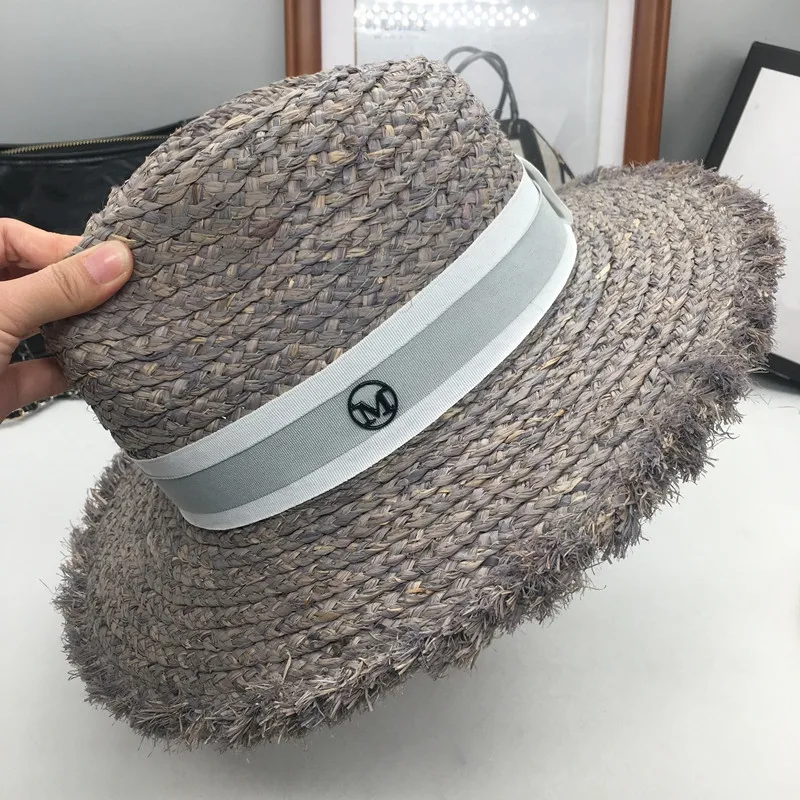 Весна и лето новая большая серая соломенная шляпа со вспышкой Женская модная