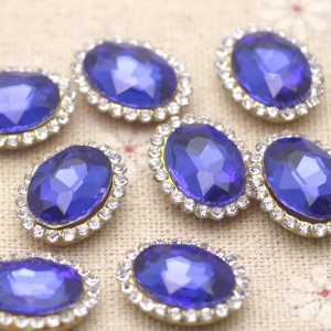 sapphire 15 шт. разноцветные стразы с золотым основанием, стразы овальной формы, пуговицы, аппликация, сделай сам - Цвет: sapphire