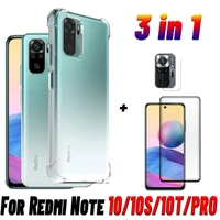 3 in 1 transparent case for xiaomi redmi note 10t not 10 shockproof case on redmi note 10s silicone case for redmi note 10 t pro