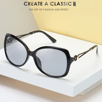 2020 female polarized photochromic sunglasses oversized womens black discolored diamond sun glasses with tac lens s191