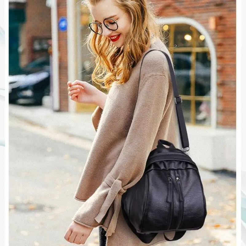 

2021 New Female Backpack Pu Leather Youth Women Bagpack Beautiful Backpacks Fashion Girl Casual Shell Bag Lady Shoulder Bag