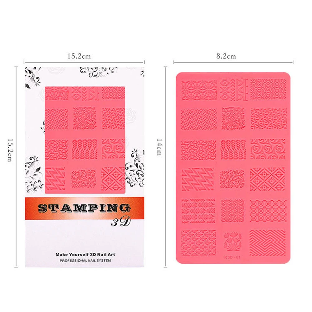 

14*8.2cm Silicone Nail Art Templates Stamping 3D Solid Carving Powder Stamping Tools DIY Manicure Tool