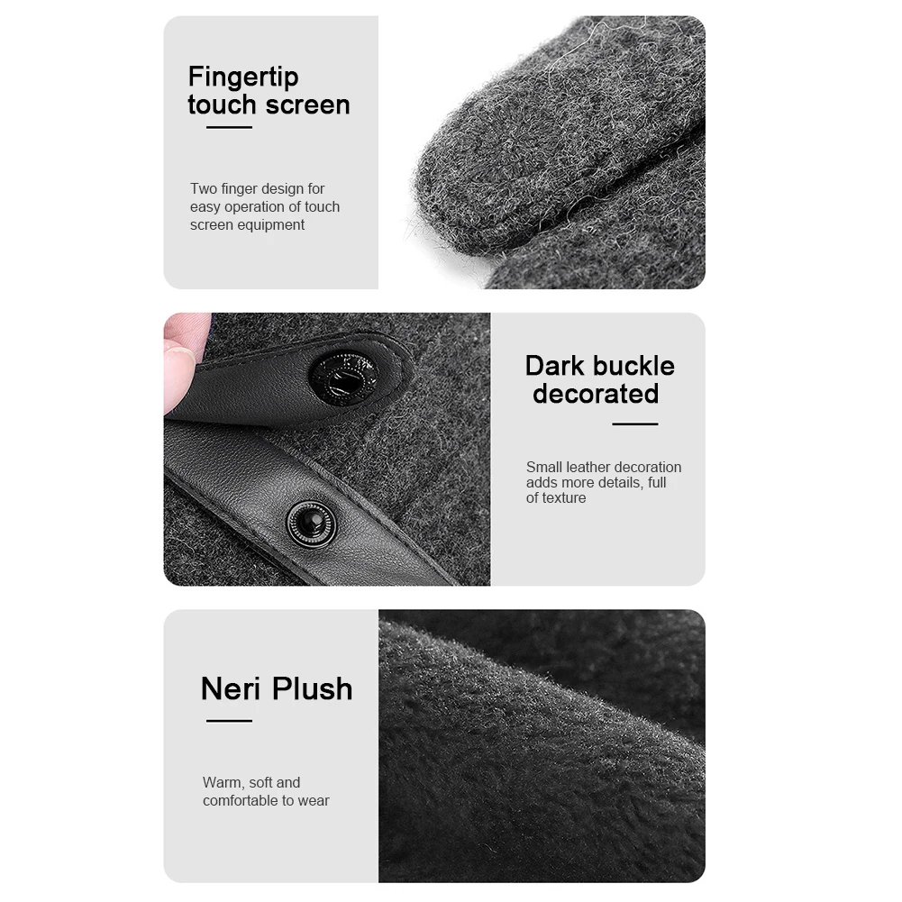 

1pair Men Women Winter Gloves Outdoor Sports Contact Screen Wear Resistant Home Washable Gift Soft Keep Warm Portable Business