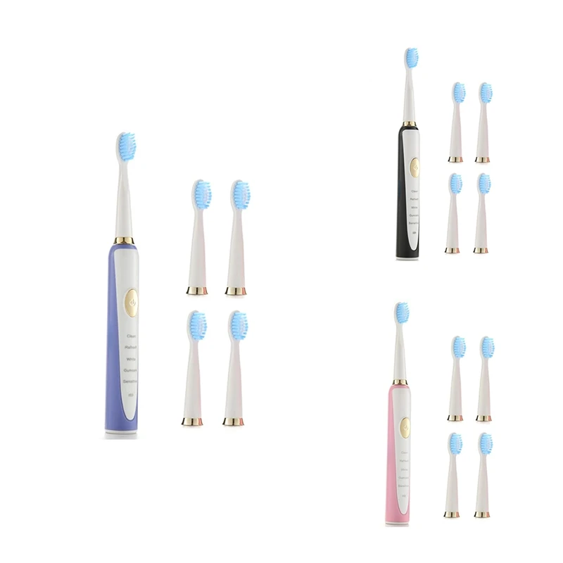 

Перезаряжаемая звуковая электрическая зубная щетка для взрослых с таймером Brush, ультразвуковая моющаяся электронная отбеливающая зубная щ...